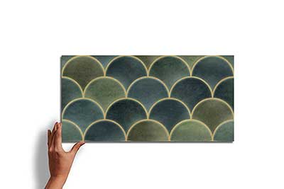 scallop green decor ceramic wall