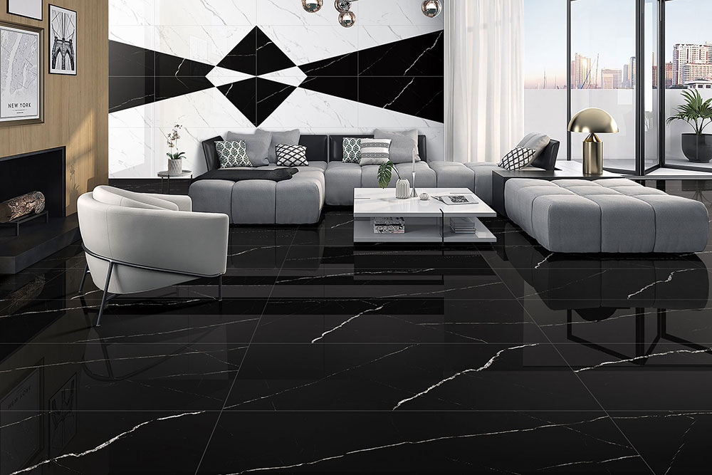 Buy Devonian Black (HG) Tile  Glazed Vitrified Tiles - Nitco